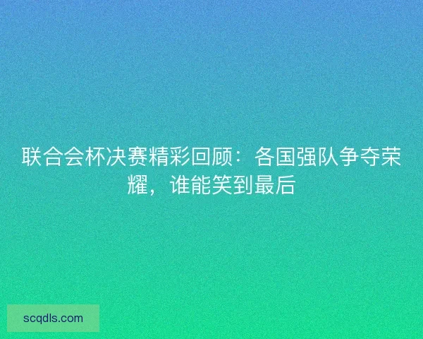 联合会杯决赛精彩回顾：各国强队争夺荣耀，谁能笑到最后