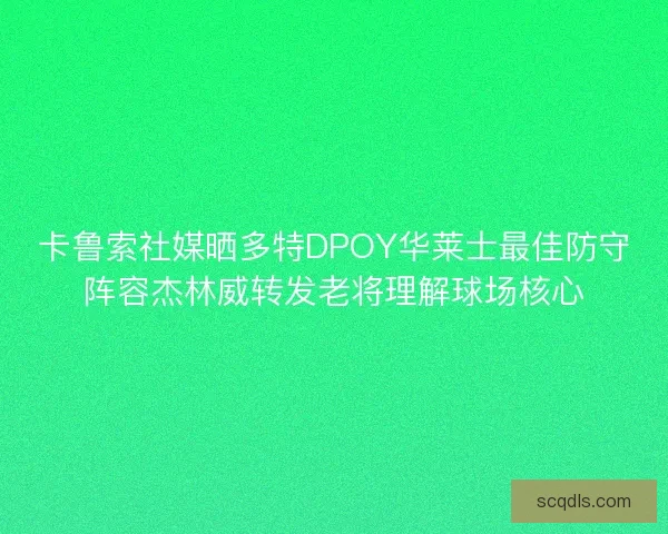卡鲁索社媒晒多特DPOY华莱士最佳防守阵容杰林威转发老将理解球场核心